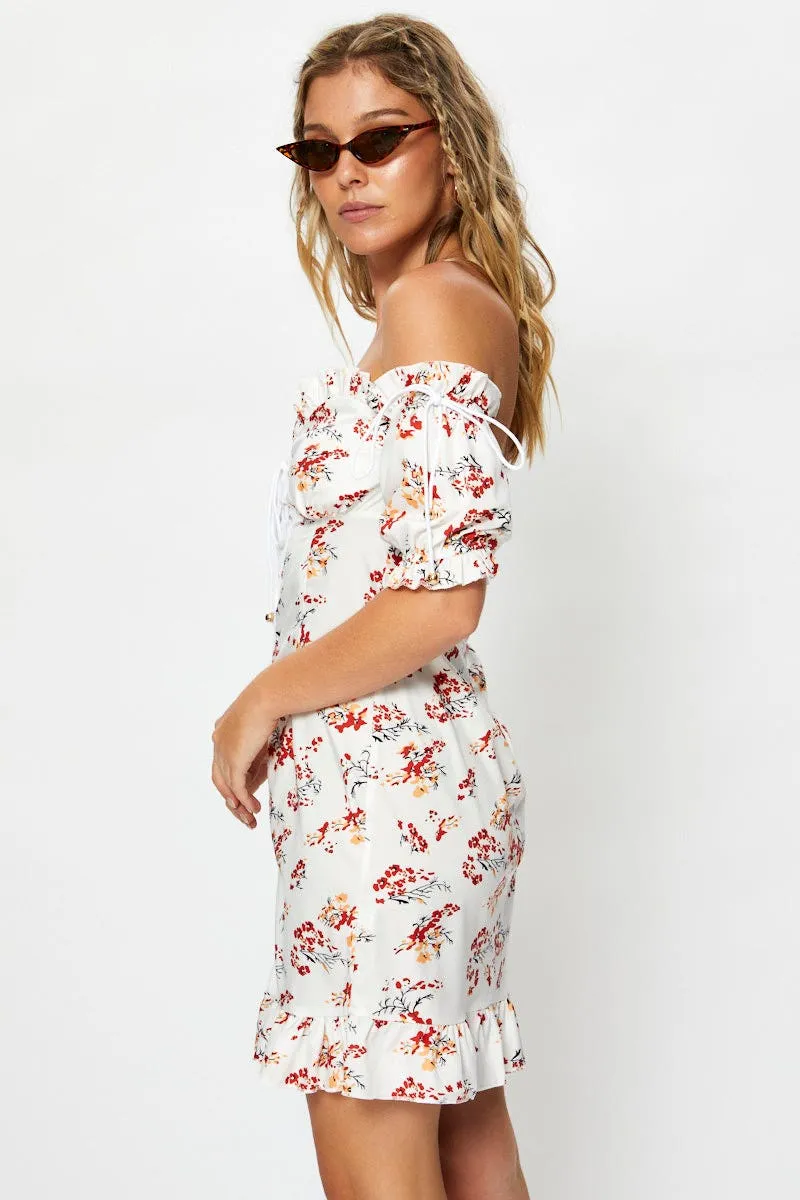 Print Lace Up Mini Dress