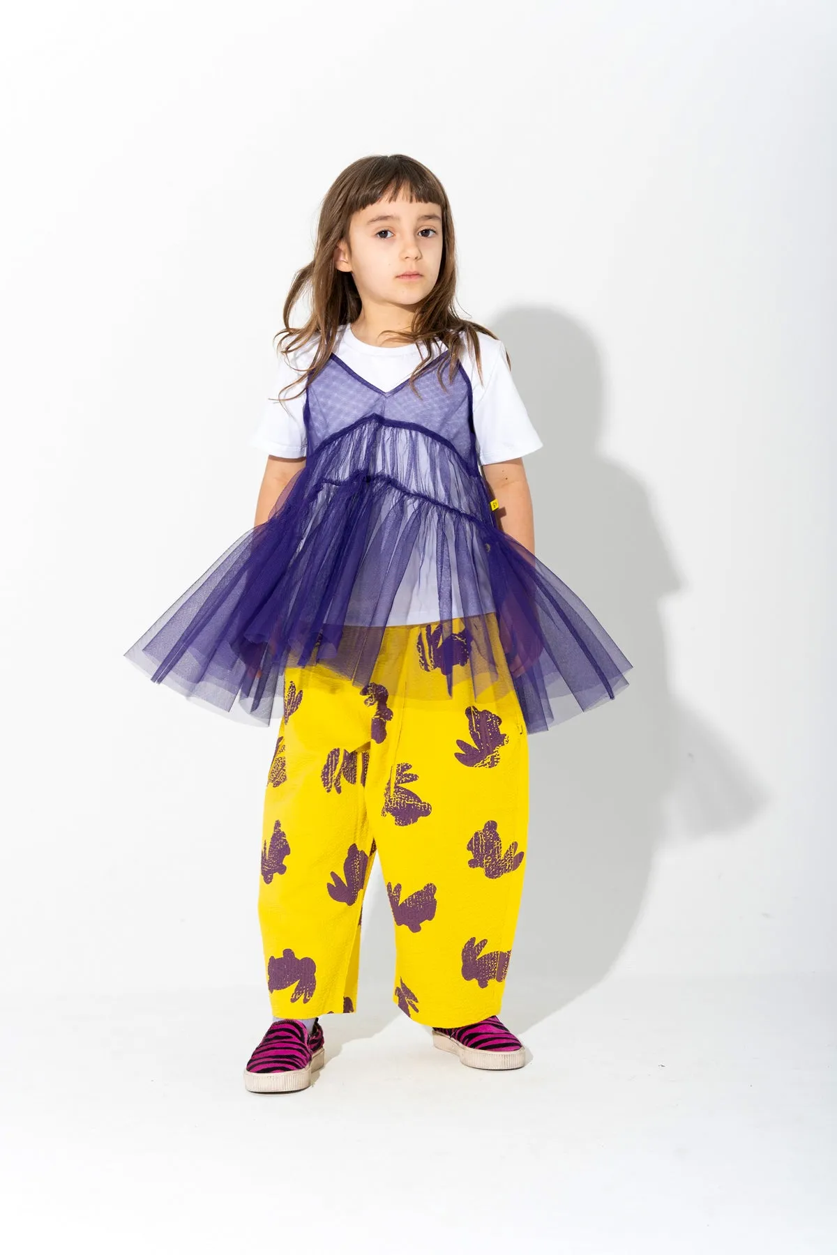 PURPLE LAYERED TULE TOP T SHIRT