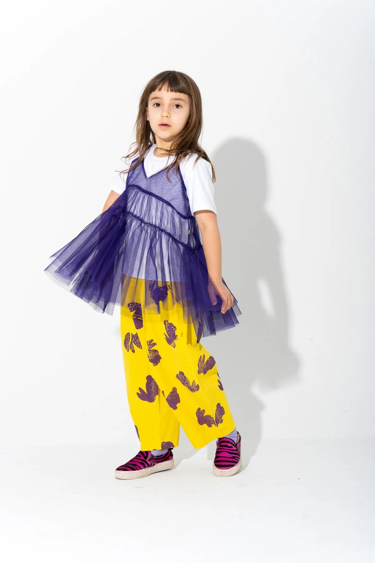 PURPLE LAYERED TULE TOP T SHIRT