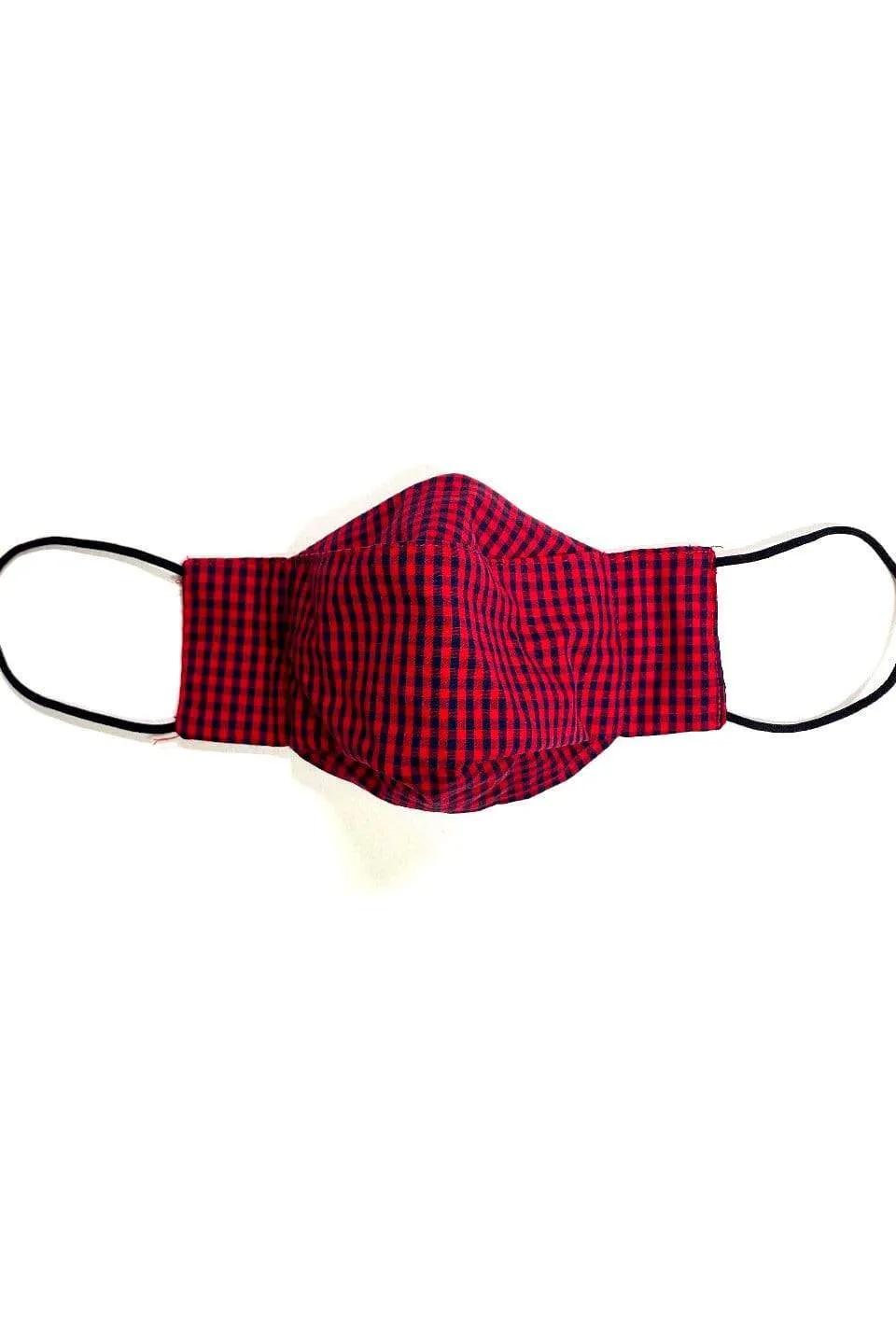 Red And Black Gingham (Box Pleated Mask With Filter Pocket)
