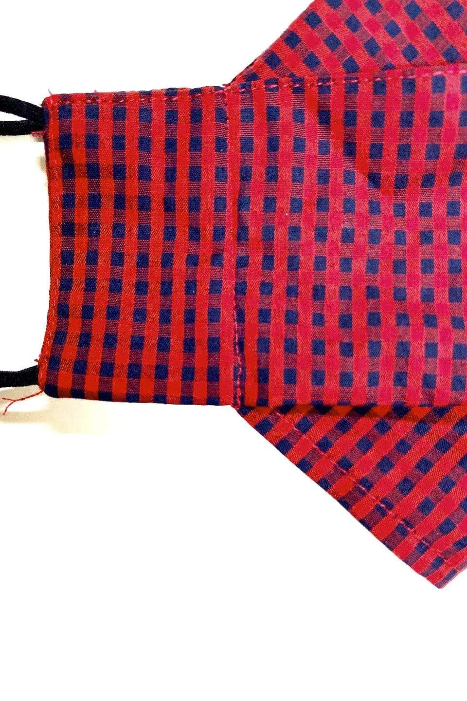 Red And Black Gingham (Box Pleated Mask With Filter Pocket)