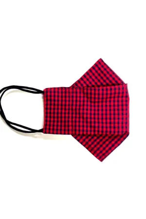 Red And Black Gingham (Box Pleated Mask With Filter Pocket)