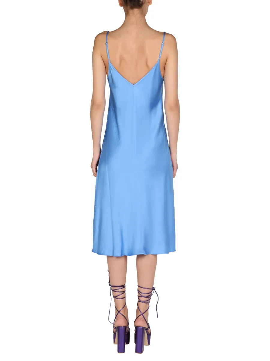 ROTATE V-Neck Satin Midi Dress
