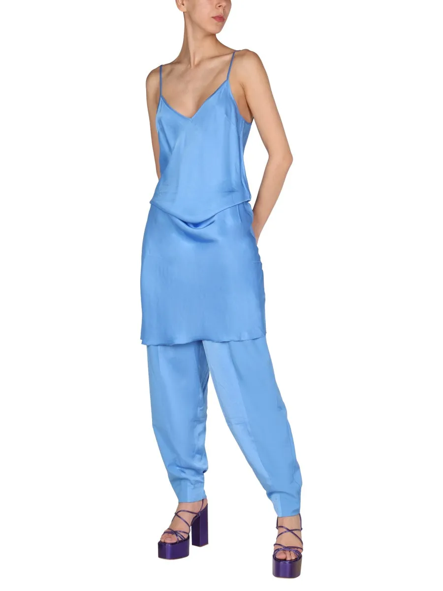 ROTATE V-Neck Satin Midi Dress