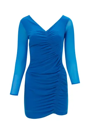 Self-Portrait Semi-Sheer Sleeved V-Neck Dress