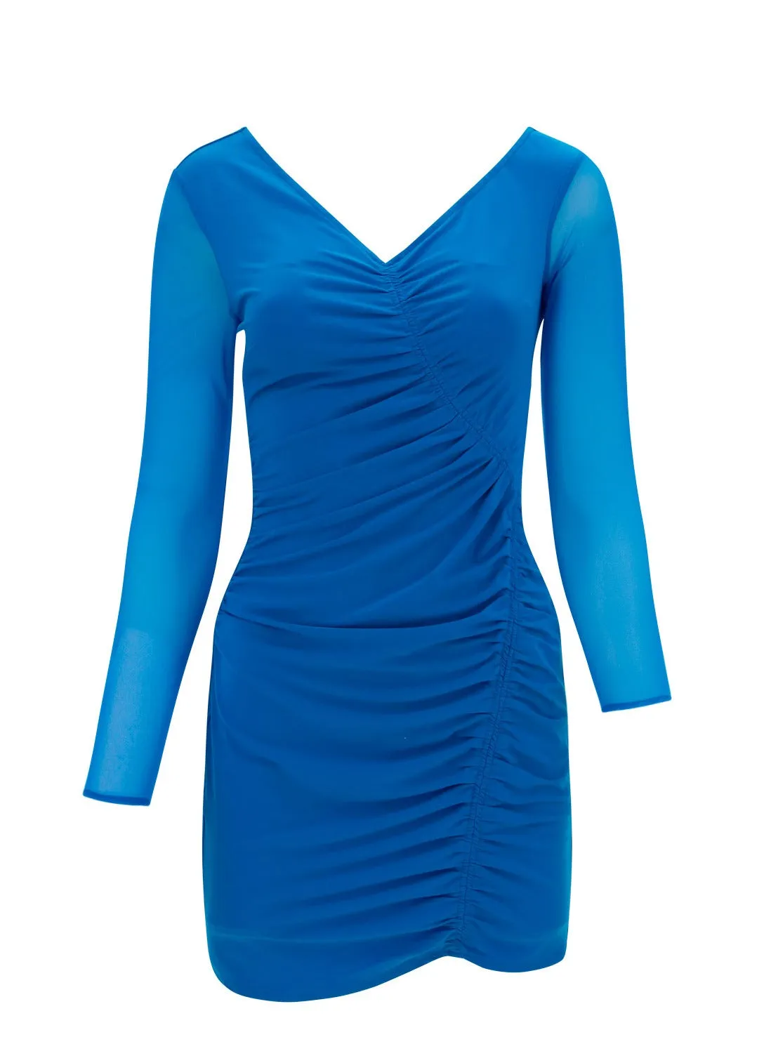 Self-Portrait Semi-Sheer Sleeved V-Neck Dress