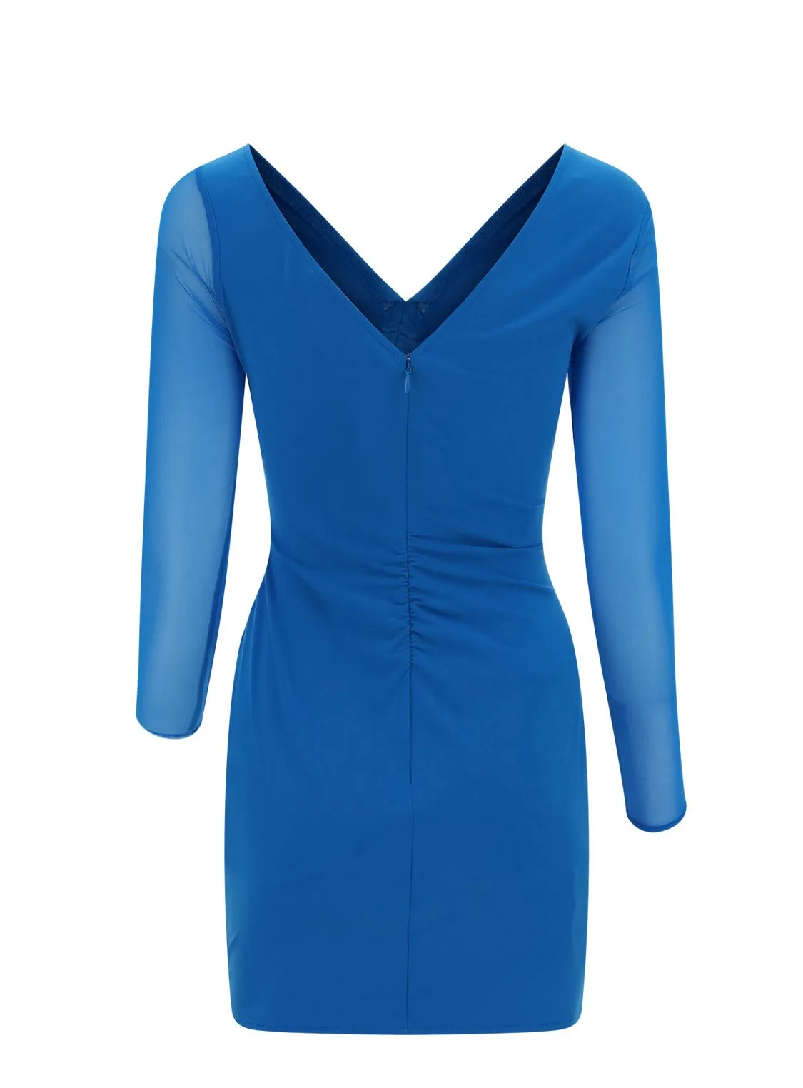 Self-Portrait Semi-Sheer Sleeved V-Neck Dress