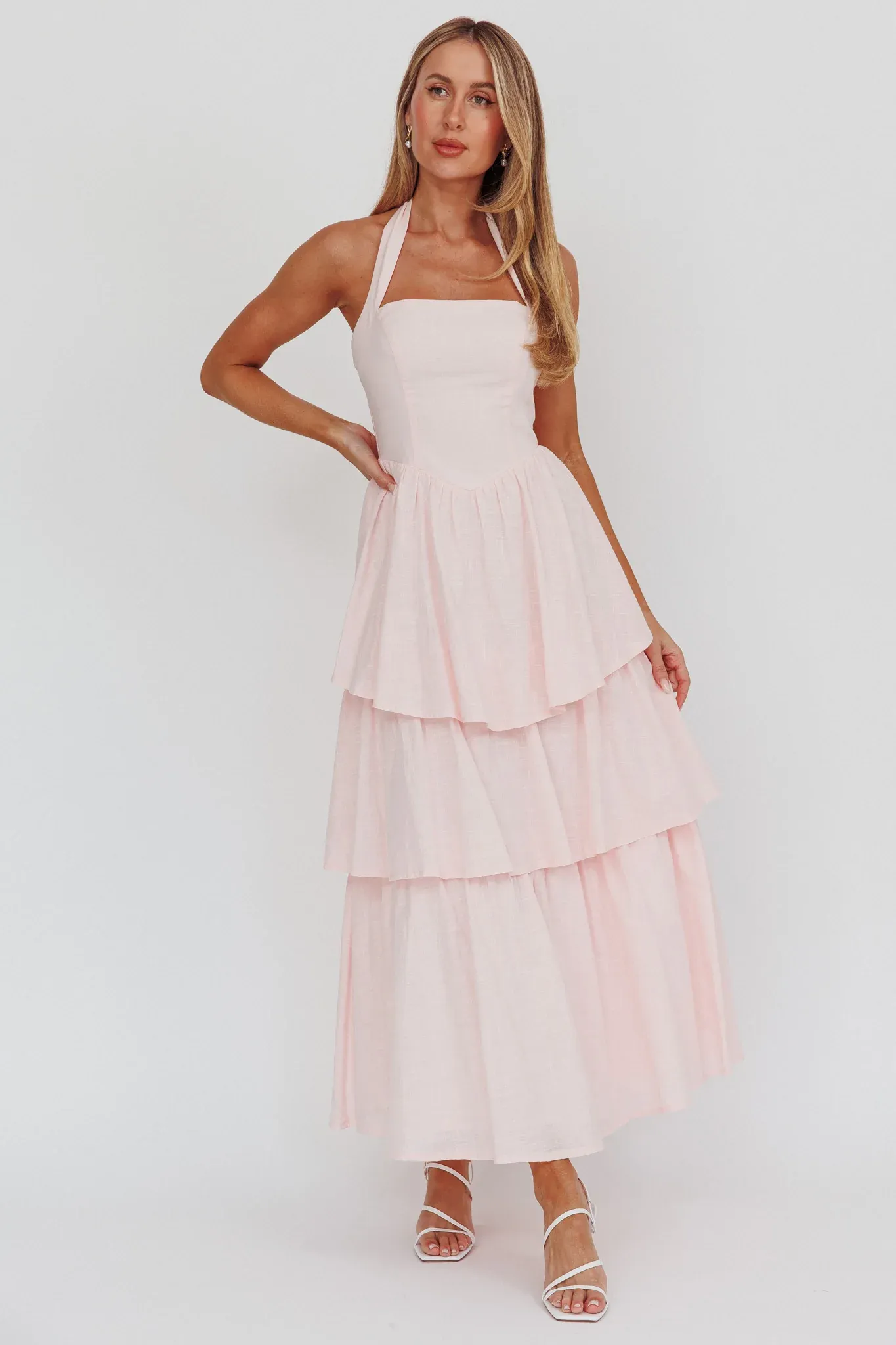 Shaya Tiered Ruffle Maxi Dress Pink
