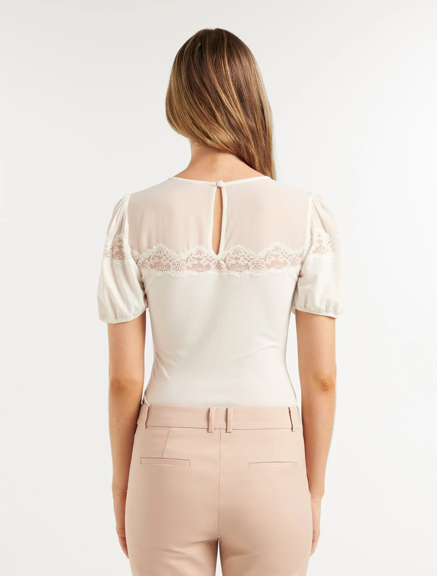 Tanya Lace Spliced Puff Sleeve Top