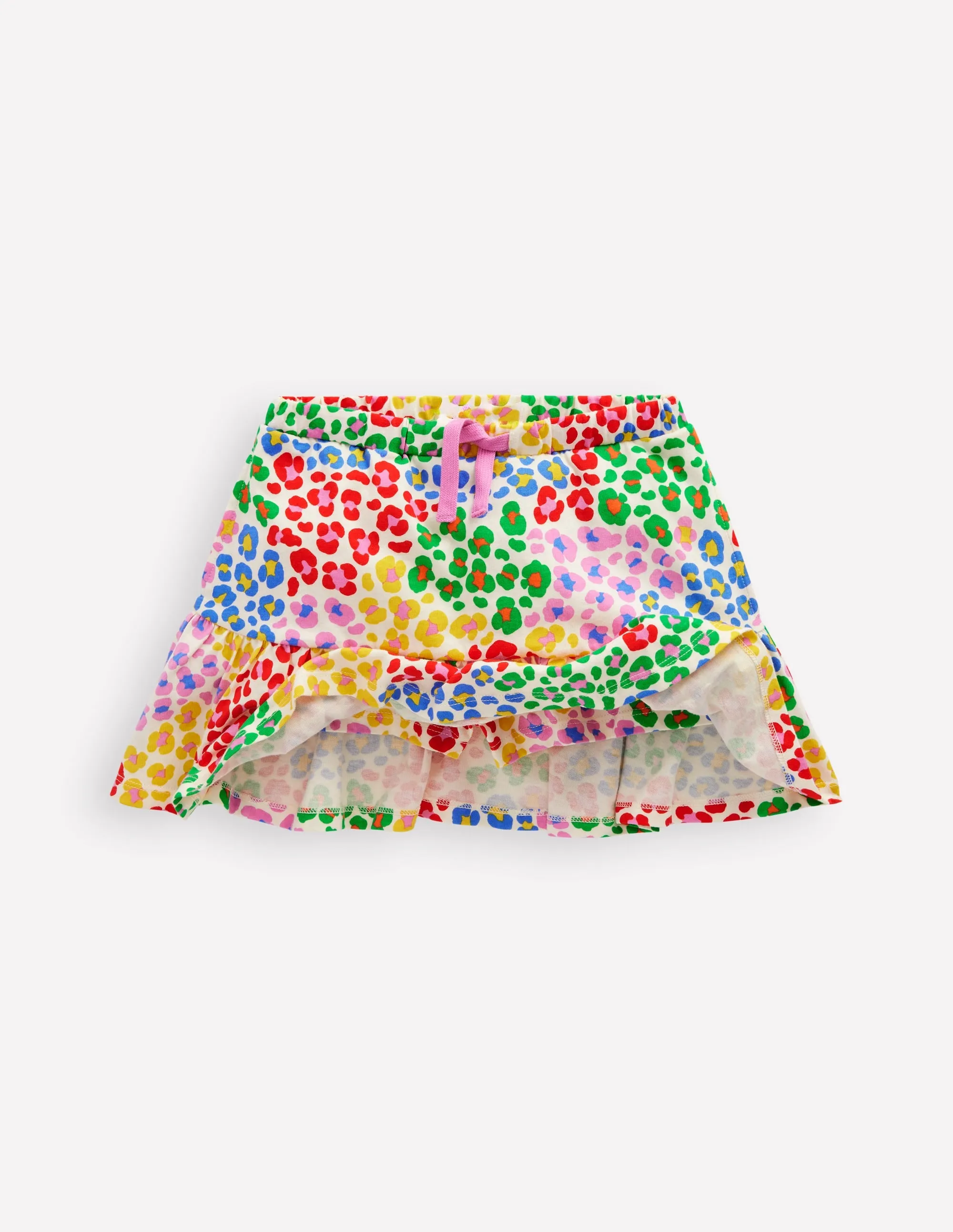 Tiered Jersey Skort-Multi Rainbow Leopard