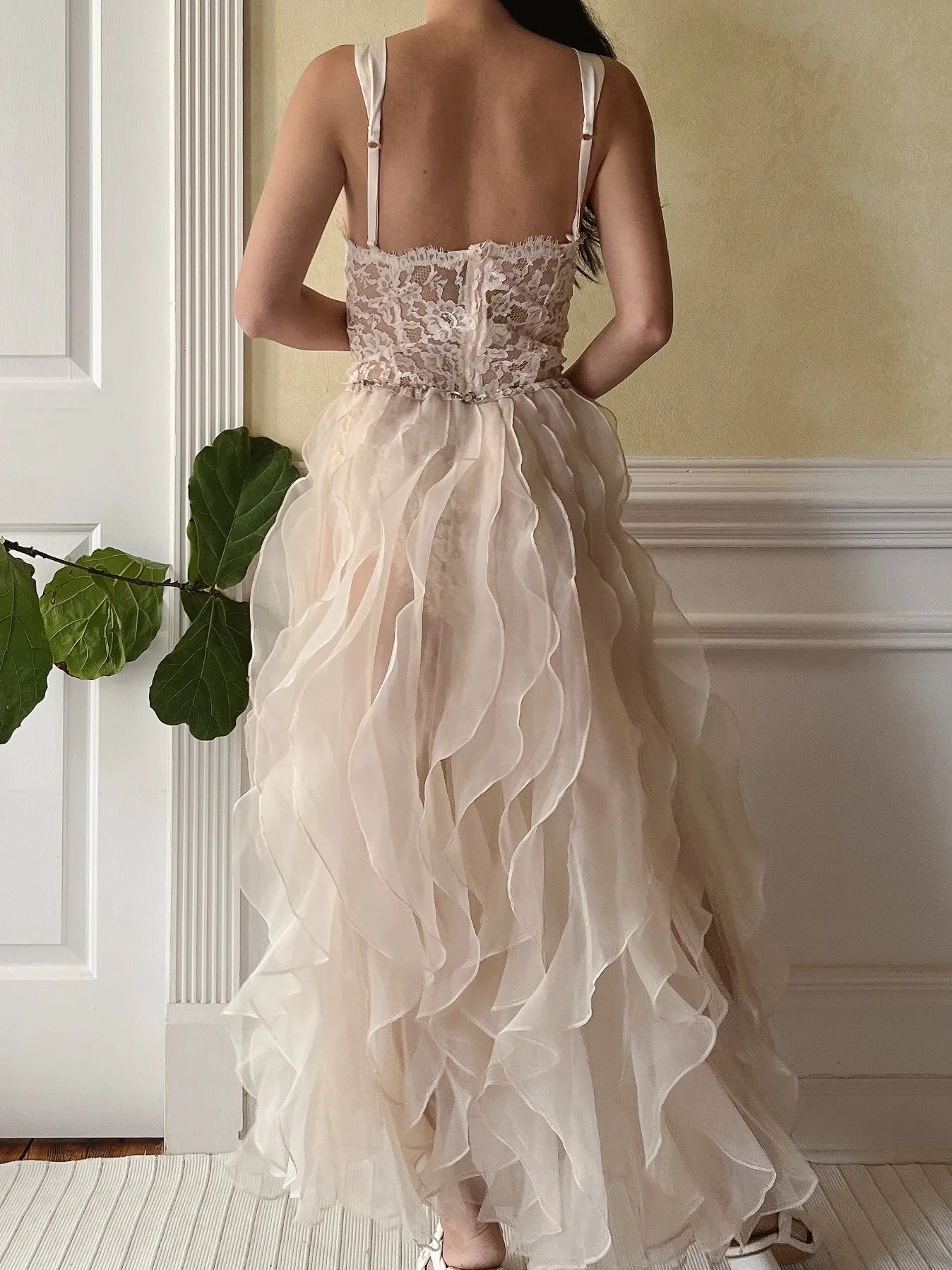 Vintage Sheer Almond Ruffle Skirt - OSFM