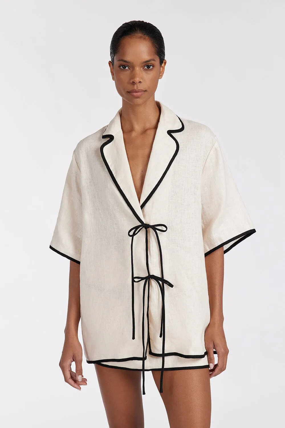 VON CREAM LINEN SHIRT
