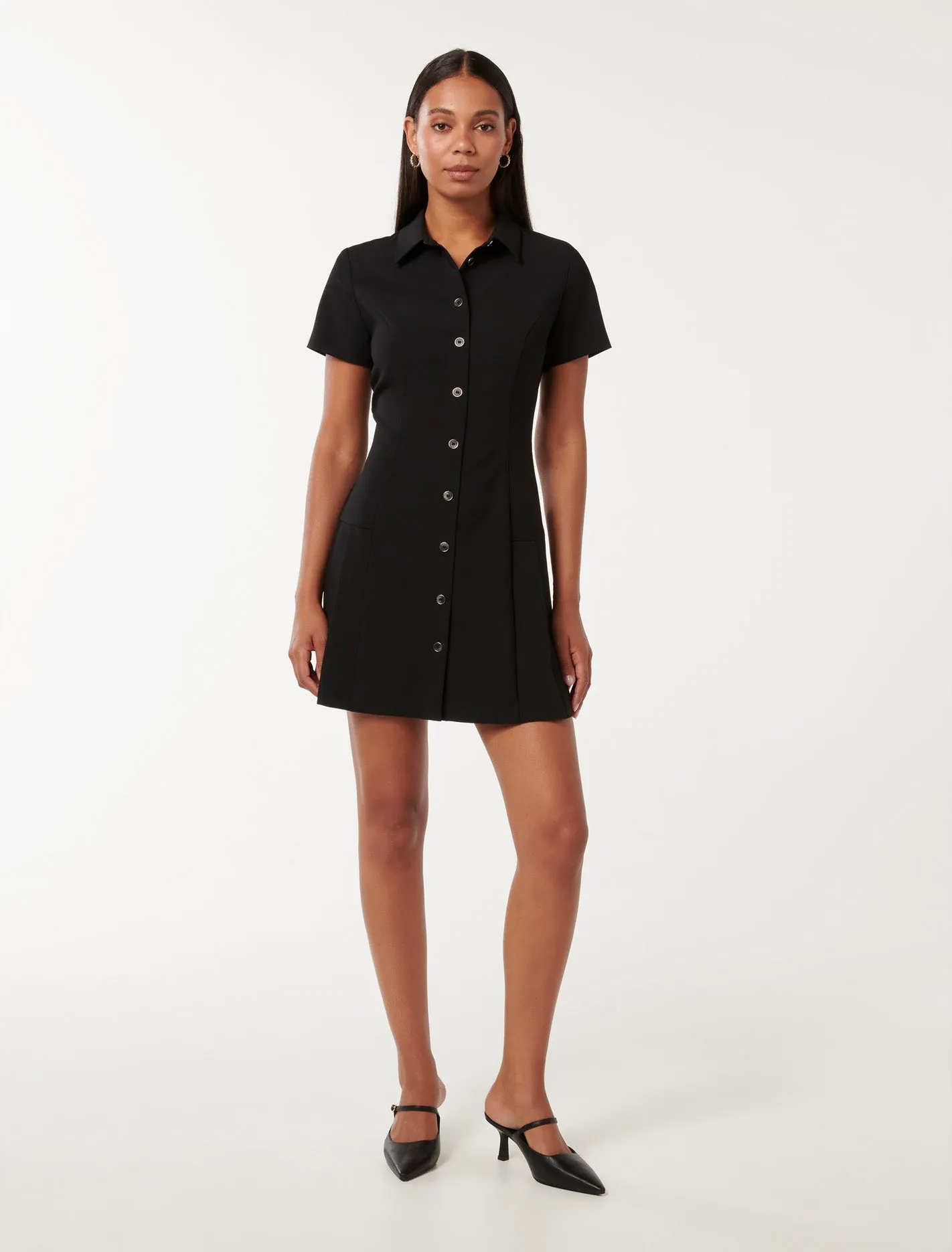 Winnie Pleated Button Down Mini Dress