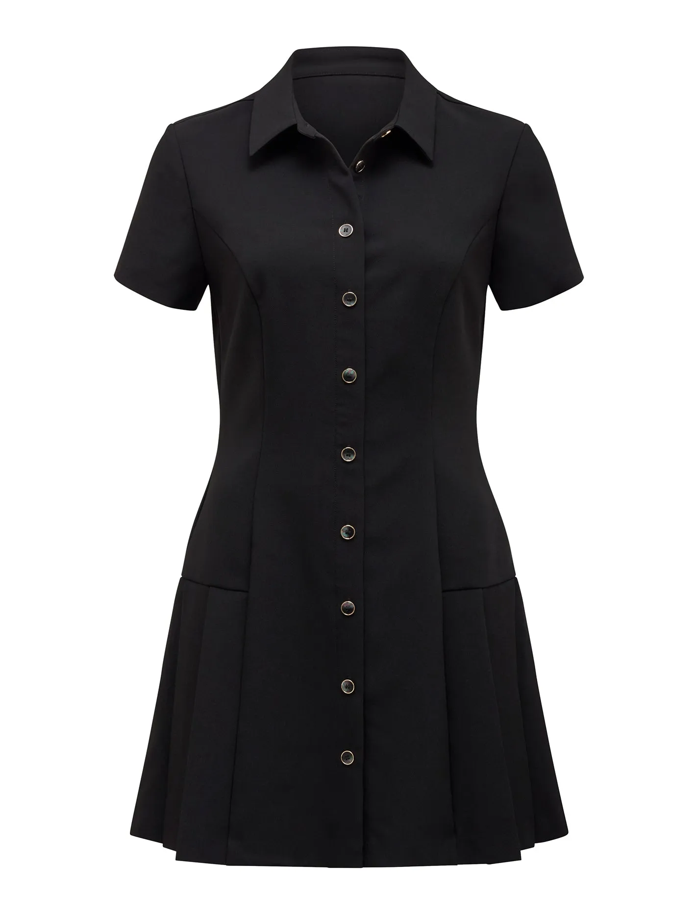 Winnie Pleated Button Down Mini Dress