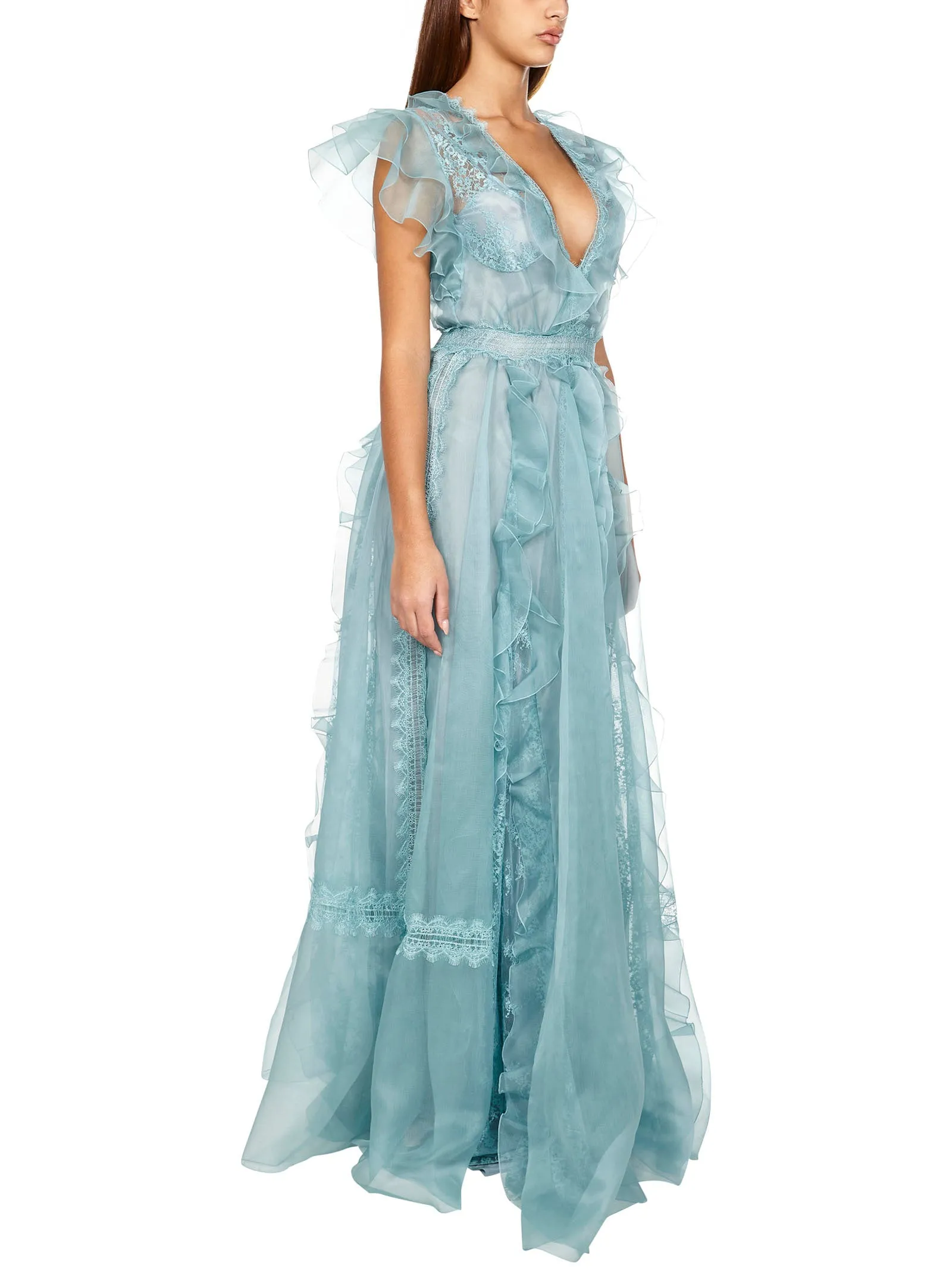 Zuhmair Murad V-Neck Lace-Detailed Dress