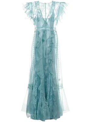 Zuhmair Murad V-Neck Lace-Detailed Dress