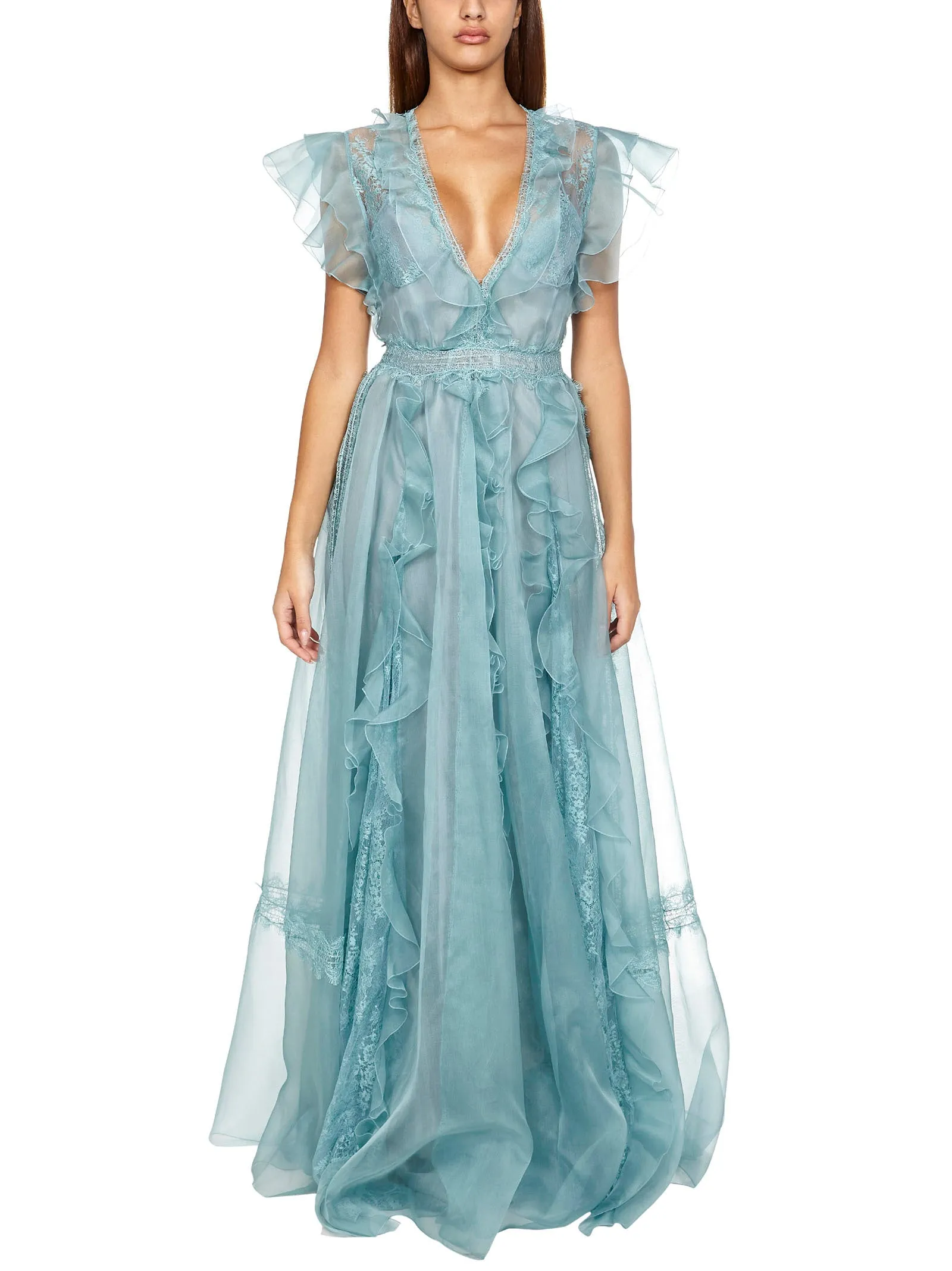 Zuhmair Murad V-Neck Lace-Detailed Dress